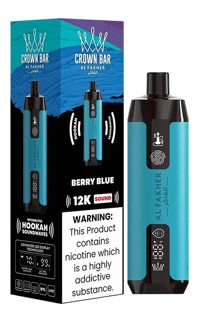 AL Fakher Crown Bar Sound 12000 puffs - Berry Blue - 5mg - VapeMaroc