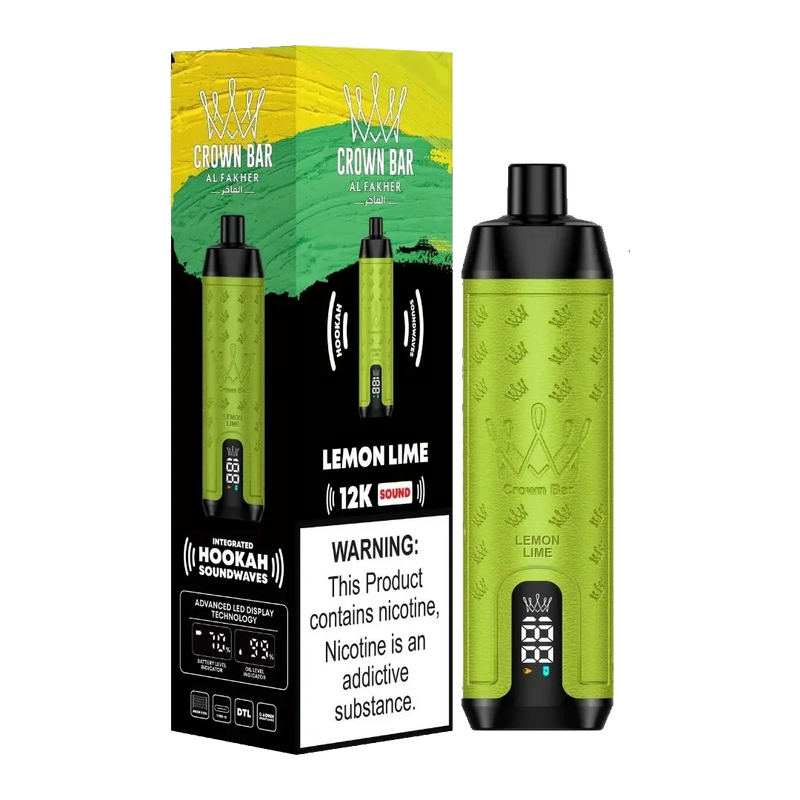 AL Fakher Crown Bar Sound 12000 puffs - Lemon Lime- 5mg - VapeMaroc