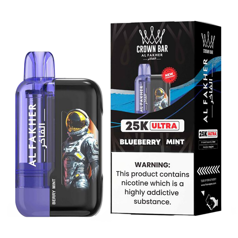 AL Fakher Crown Bar 25K puffs Ultra - Blueberry Mint - 5mg - VapeMaroc