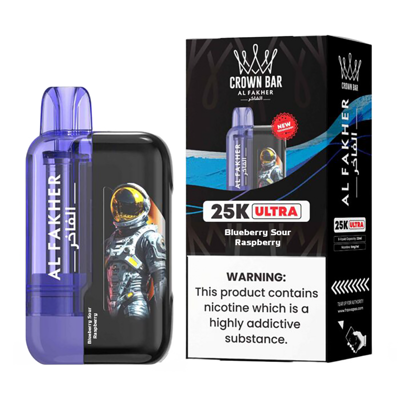 AL Fakher Crown Bar 25K puffs Ultra - Blueberry Sour Raspberry - 5mg - VapeMaroc