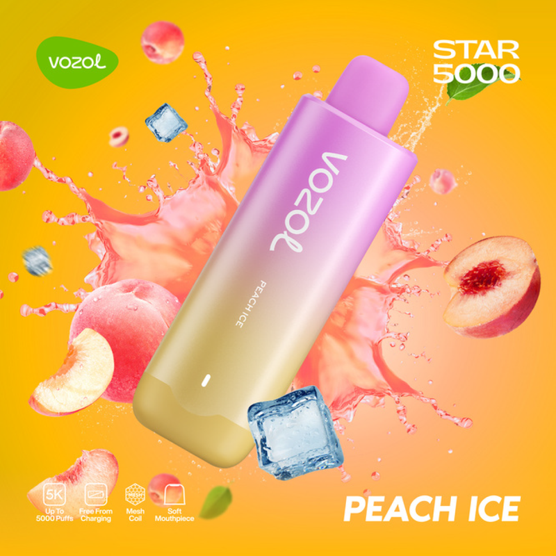 Vozol Star 5000 Puffs - Peach Ice - 5%