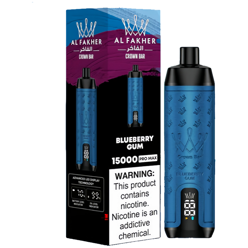 AL Fakher Crown Bar 15000 puffs Pro Max - Blueberry Gum - 5mg - VapeMaroc