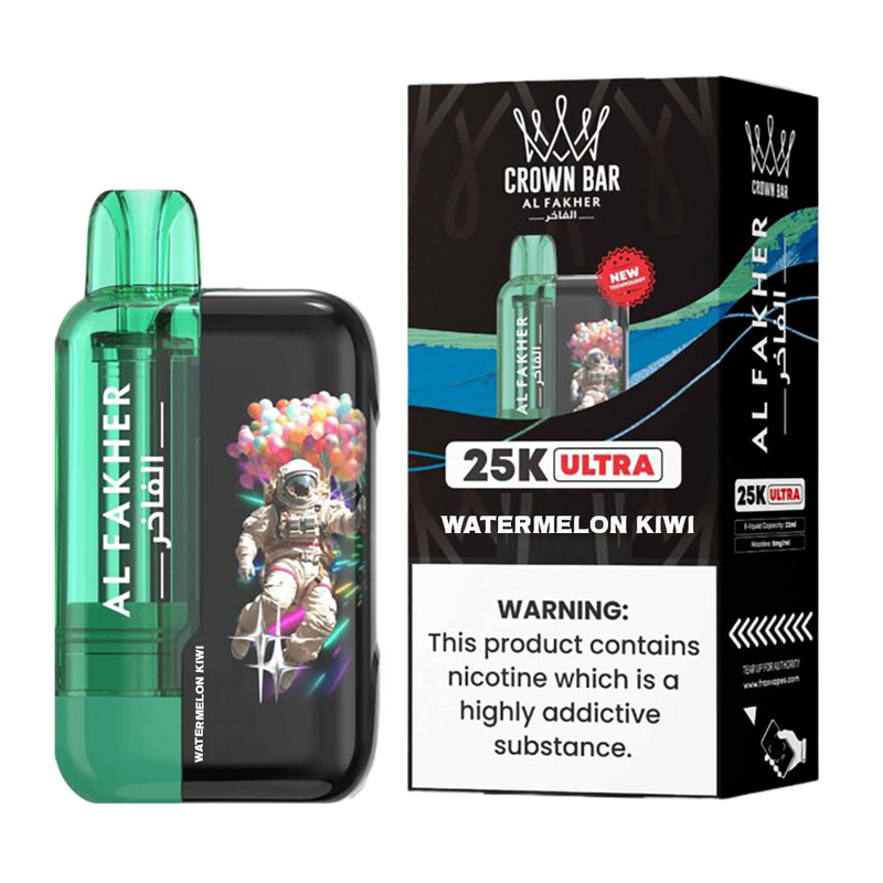 AL Fakher Crown Bar 25K puffs Ultra - Watermelon Kiwi - 5mg - VapeMaroc