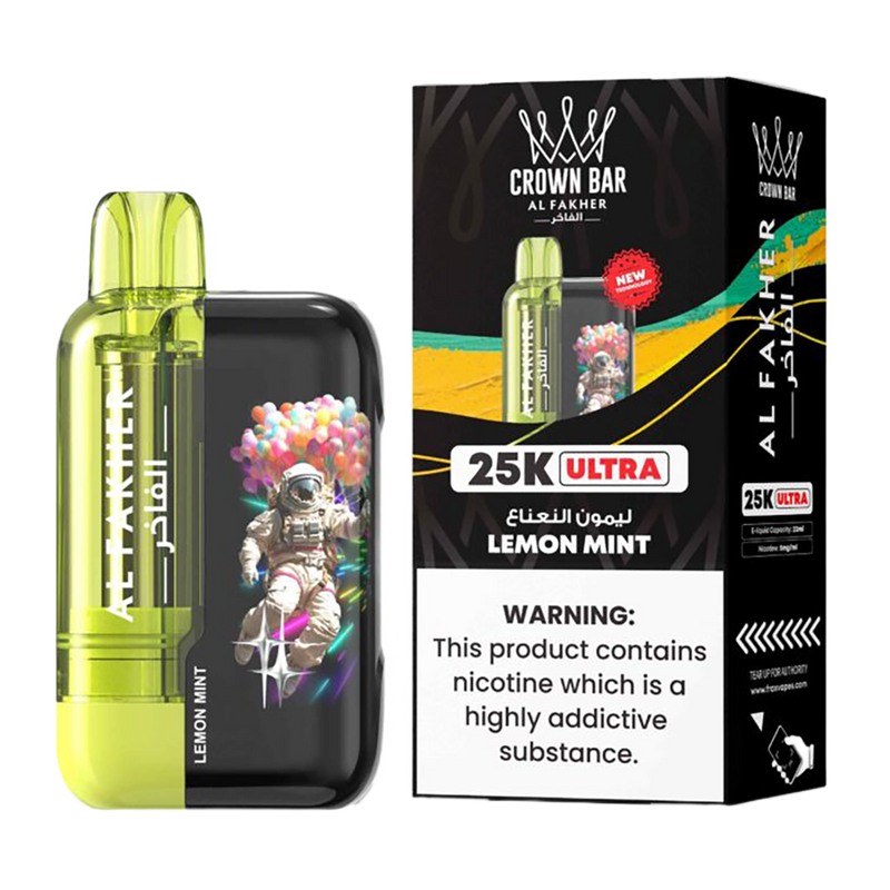 AL Fakher Crown Bar 25K puffs Ultra - Lemon Mint - 5mg - VapeMaroc